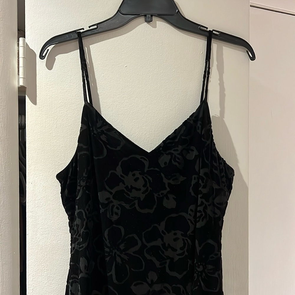 Jessica Simpson Black Velvet Floral Midi body con dress